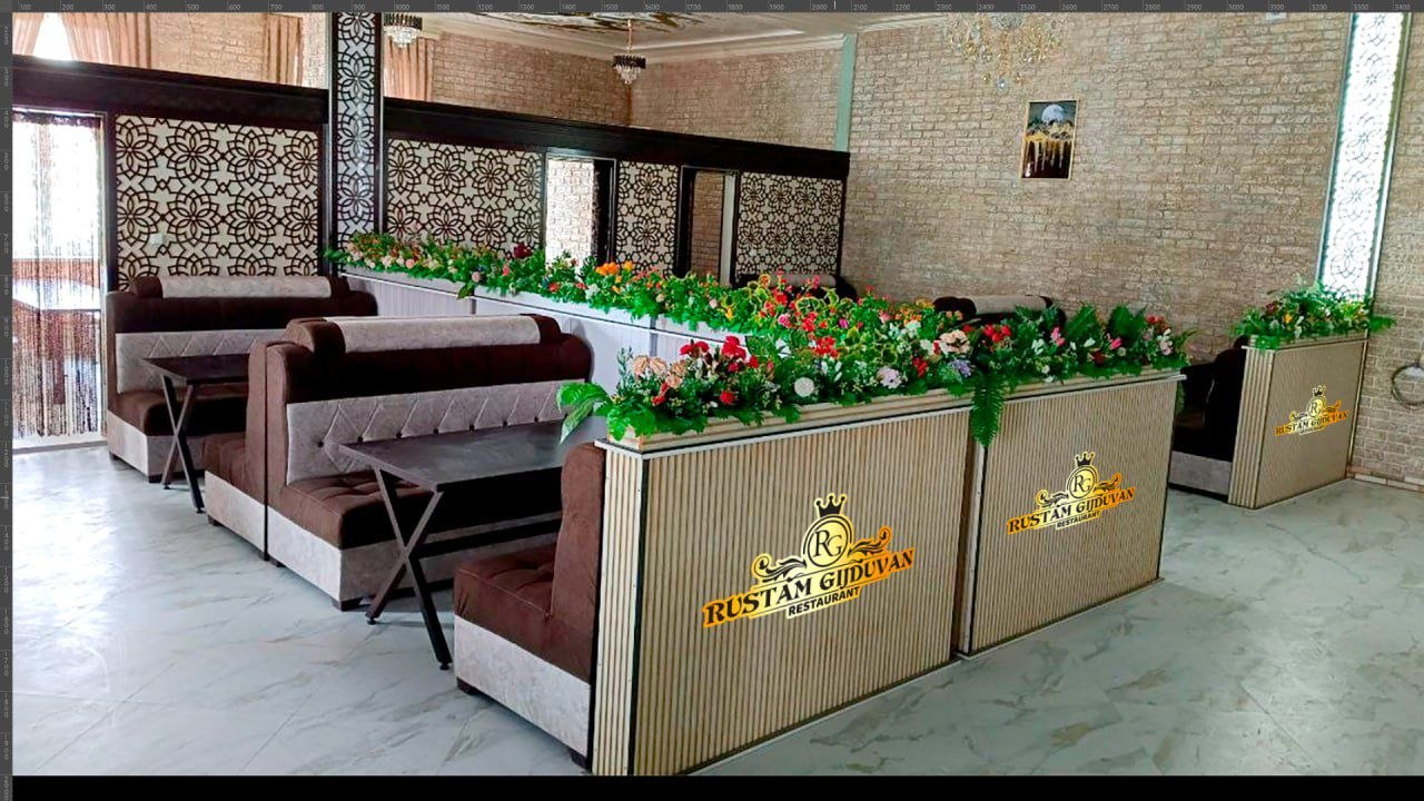 Kafe uchun yumshoq o'rindiq va ajratgichlar